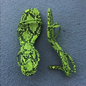 Neon yellow kitty heels